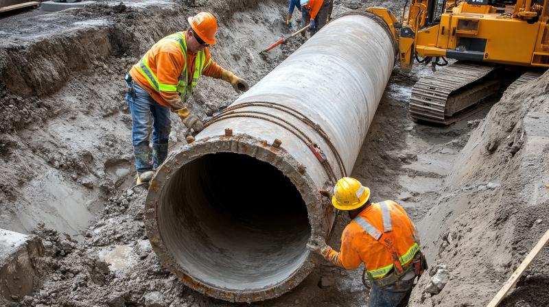 Instalación de tubería de saneamiento